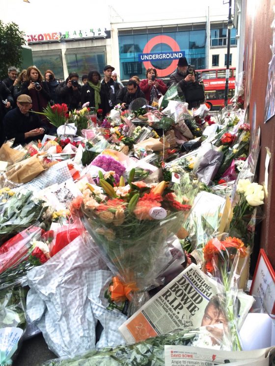 David Bowie mural at Brixton, January 12th 2016 (Copyright Jessica Adams).