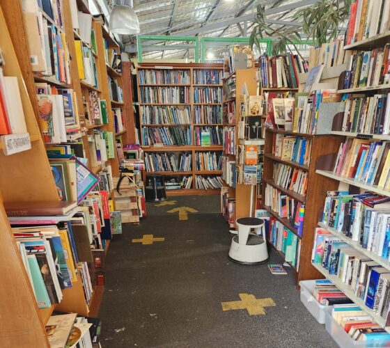 Book section at The Tip Shop Hobart. Photograph by Jessica Adams