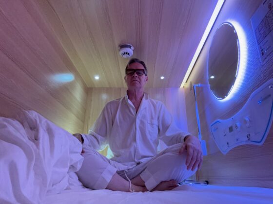 Awaking in Christian Dior pyjamas in a $68/night hotel. Photo by Mark Ferguson