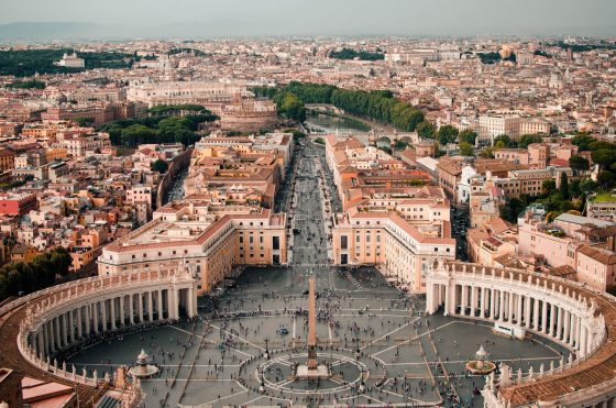 Aerial photo of Rome taken from the top of the Vatican