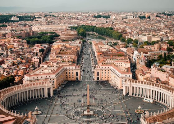 Aerial photo of Rome taken from the top of the Vatican