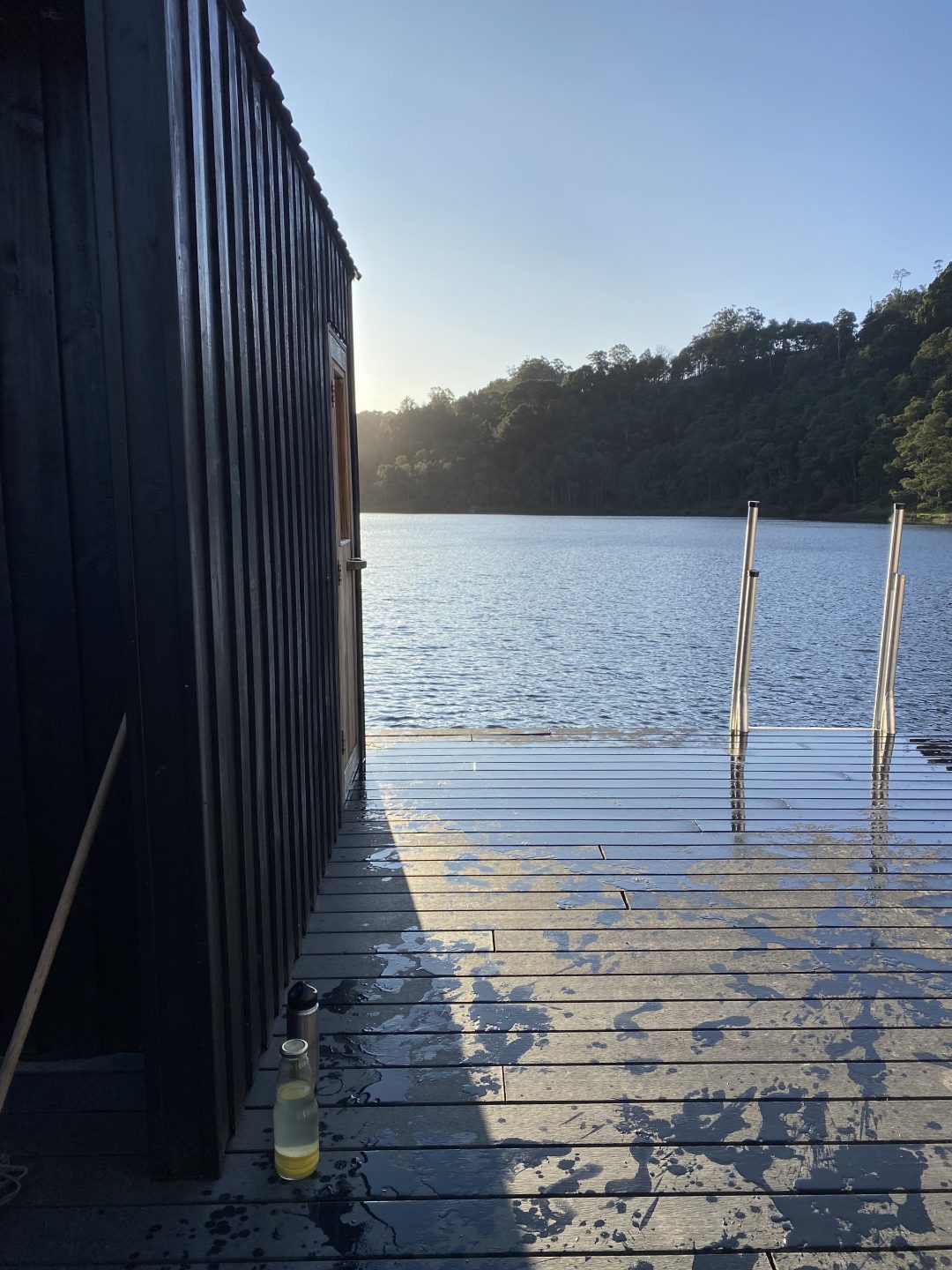 Exterior of floating sauna, photo by Felicity Loughrey