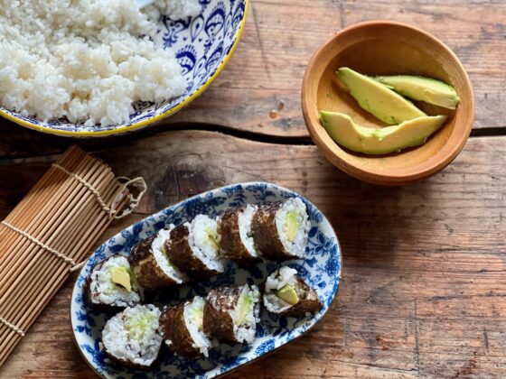 Avocado maki sushi rolls. Photo by Kerstin Rodgers