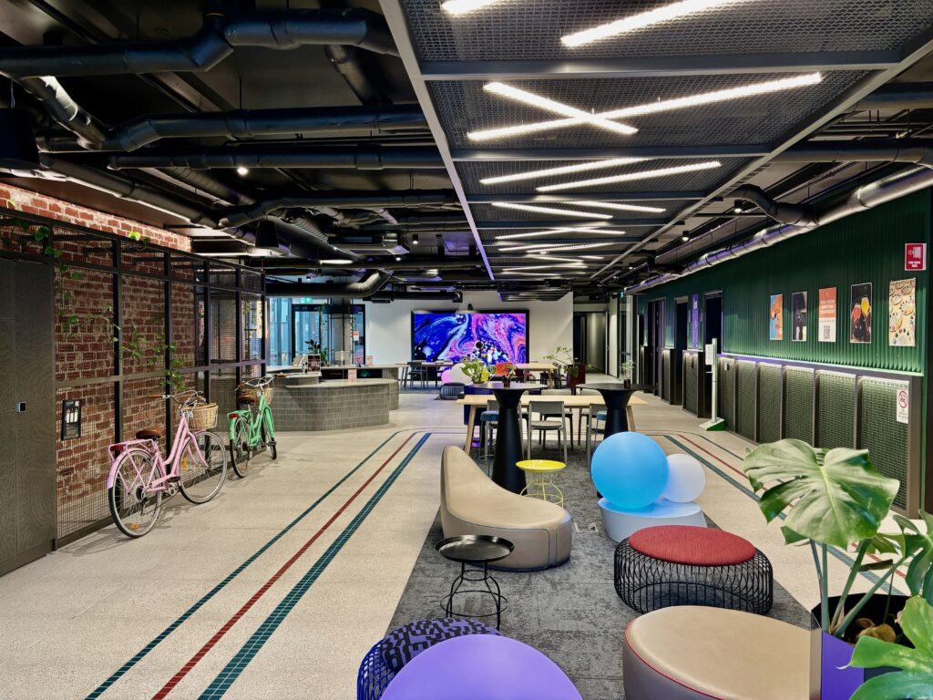 The lobby of lyf Collingwood with flashy rental bicycles. Photo: Mark Ferguson