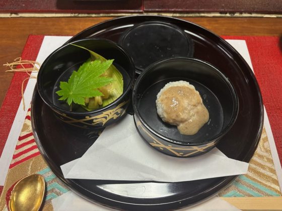 Sweet Walnut Ohagi (“Wagurumi”) Celery No Kasutuke Sake Lees–Marinated Dish